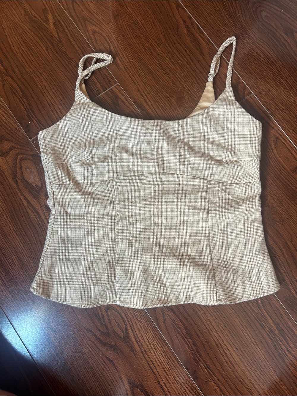 H&M Beige Plaid Spaghetti Strap Cami